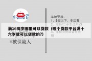 满16周岁哪里可以贷款（哪个贷款平台满十六岁就可以贷款的?）